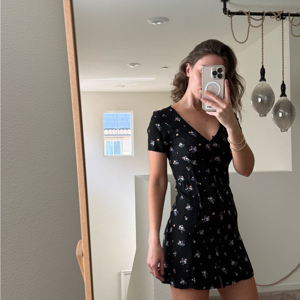 Divided Black and White V-Neck Mini Sundress